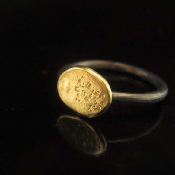 Gold silver ring.